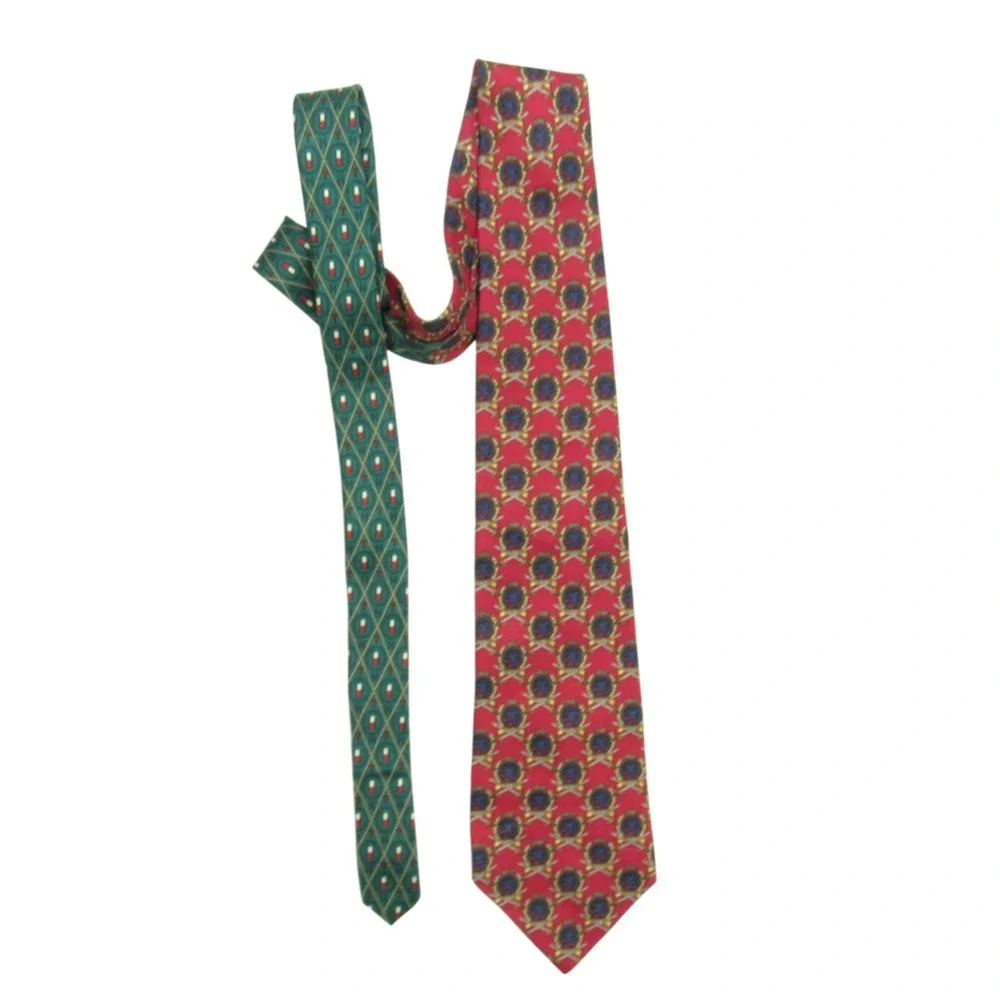 VTG TOMMY HILFIGER Red/Green CREST LOGO Preppy PURE SILK Men's NECK TIE 56